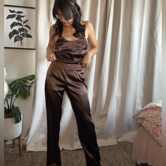 Two Piece Satin Pant Set - Picture 3 of 11